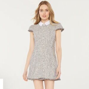 Elegant Gray Tweed Dress
